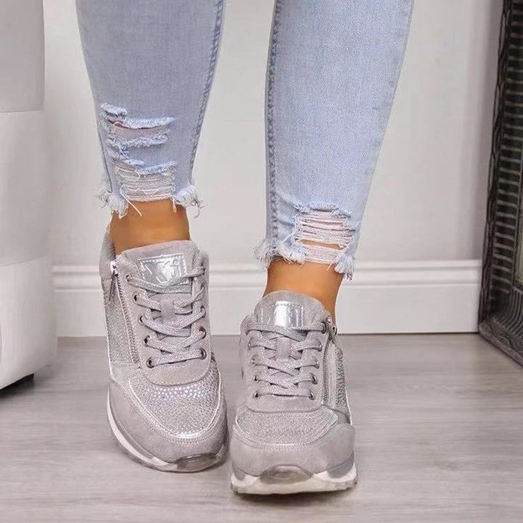 Damen Sportliche Sneakers mit atmungsaktiver Mesh-Oberfläche und modischem Reißverschluss EB