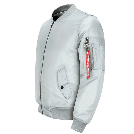Men's  streamlined commuter bomber jacket with water-resistant nylon shell and sleeve pen pocket EB