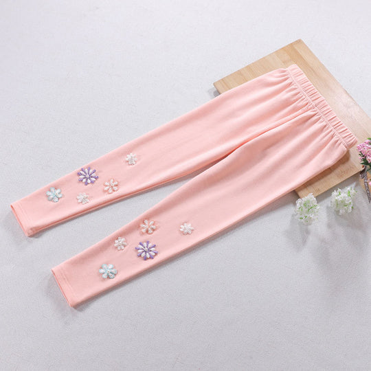 Mädchen Leggings mit floralem Applikationsdesign EB