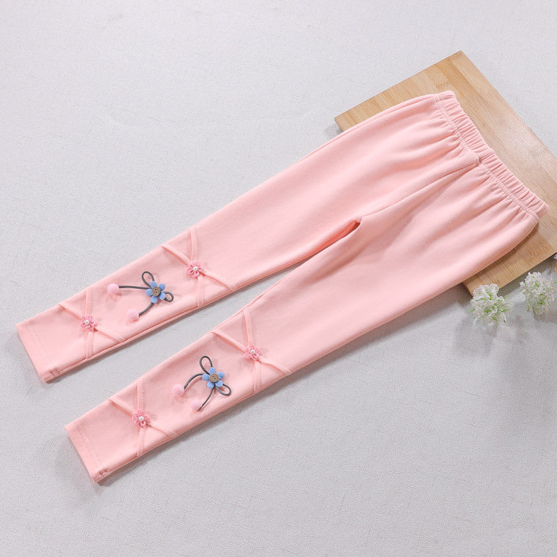 Mädchen Leggings mit floralen Applikationen EB