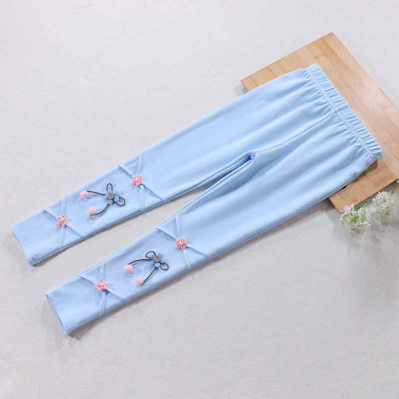 Mädchen Leggings mit floralen Applikationen EB