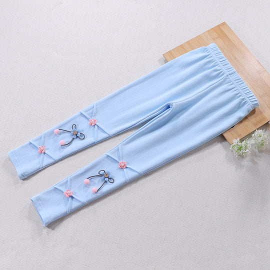 Mädchen Leggings mit floralen Applikationen EB