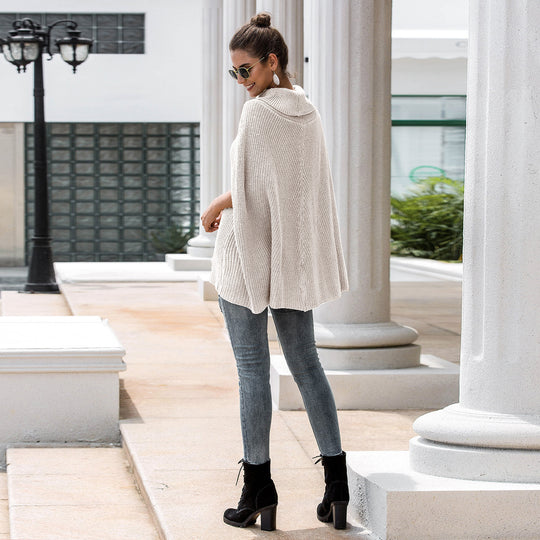 Damen Cape-Pullover mit strukturiertem Design und weitem Schnitt EB