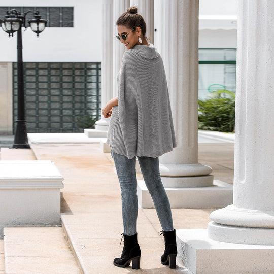 Damen Cape-Pullover mit strukturiertem Design und weitem Schnitt EB