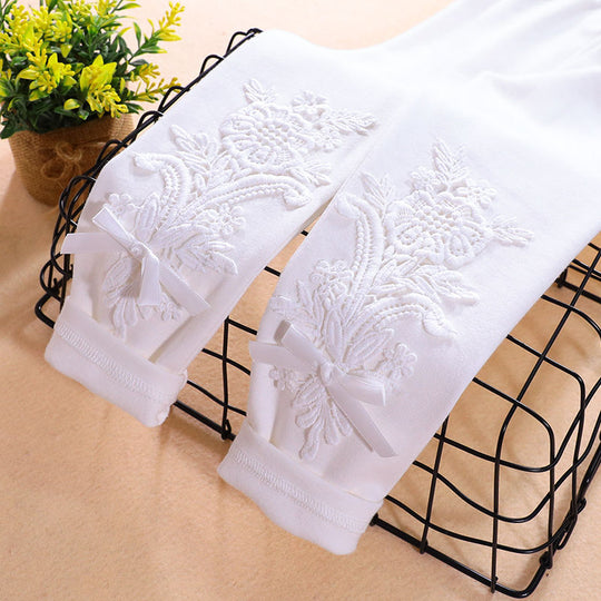 Damen Leggings mit elegantem Blumenstickdesign EB