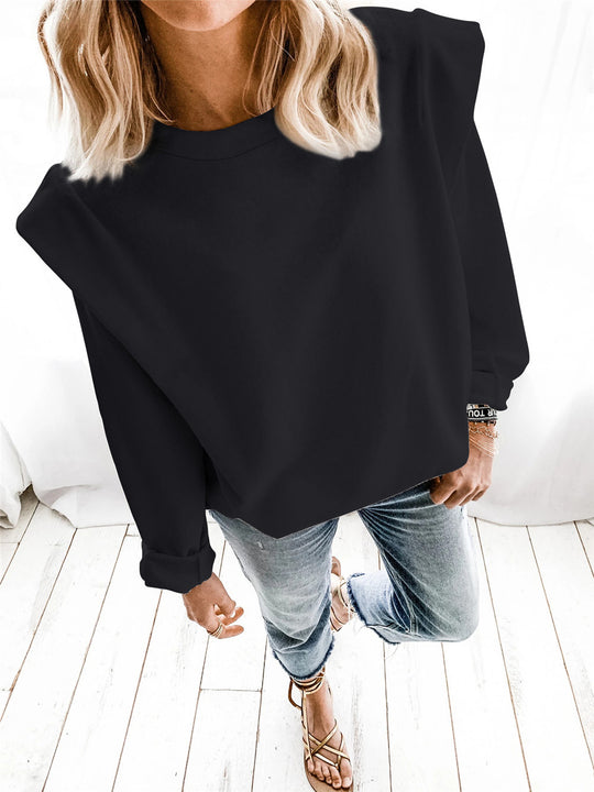 Damen Oversize Pullover mit lässigen Puffärmeln und komfortablem Rundhalsausschnitt EB
