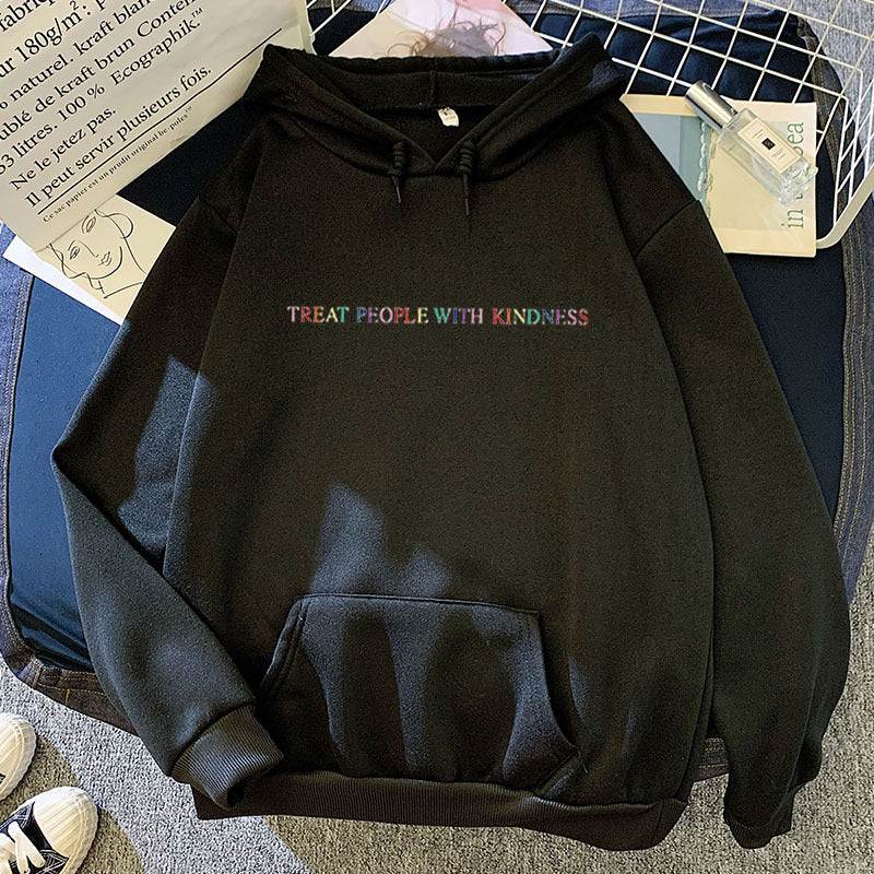 Damen nan lässiger Oversize-Kapuzenpullover mit holografischem Schriftzug, Kängurutasche und angerautem Fleece EB