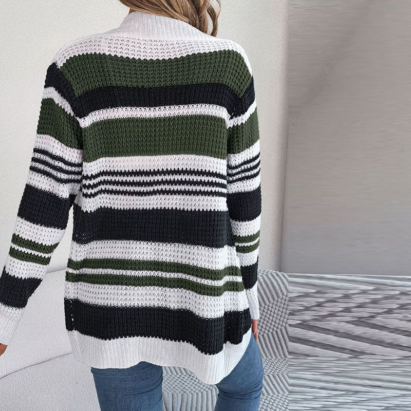EB | Gestreifte Strick-Strickjacke mit Modernem Look