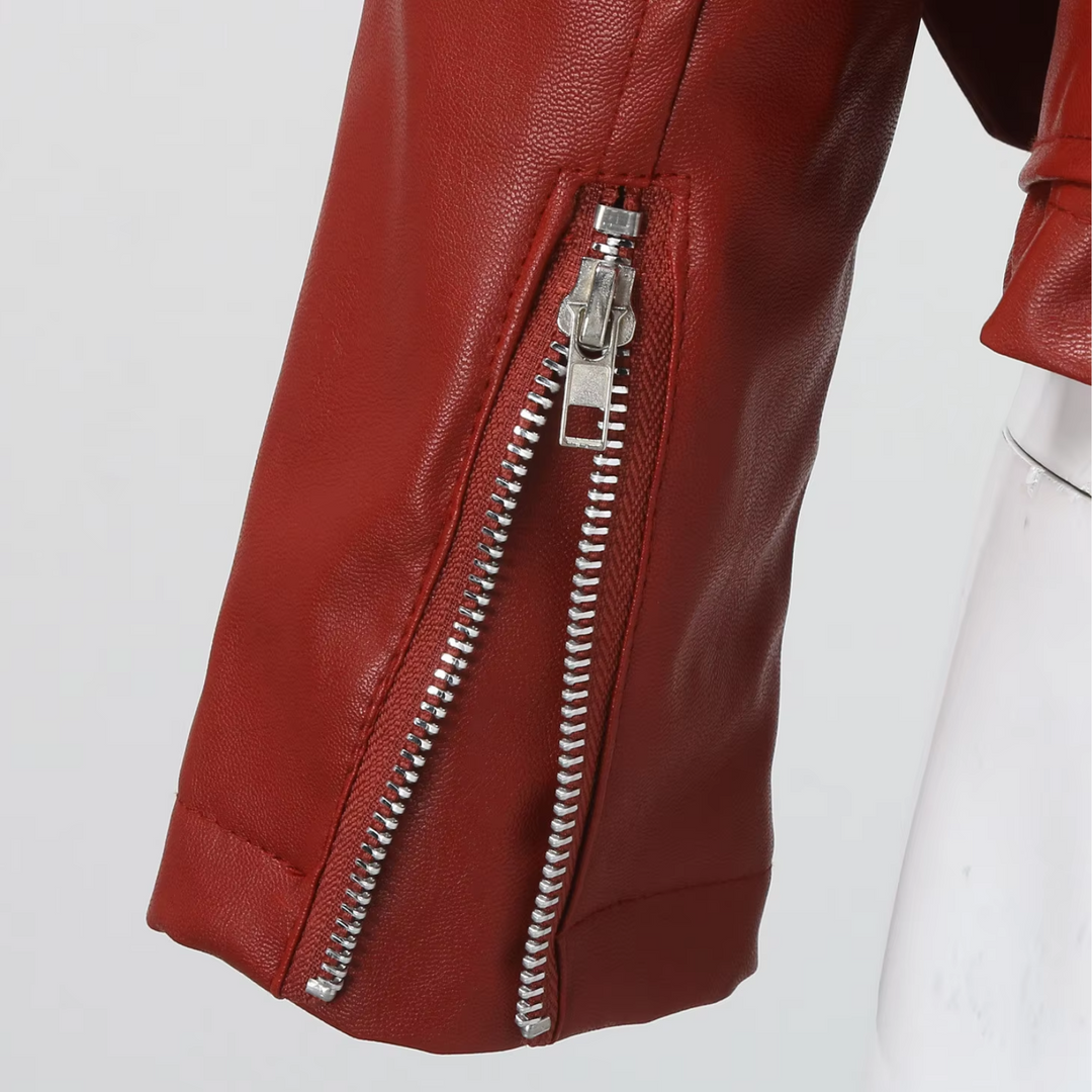 EB | jacke Damen Biker Modell mit Gürtel und Reißverschlussdetails