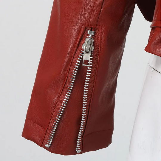 EB | jacke Damen Biker Modell mit Gürtel und Reißverschlussdetails