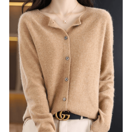 EB | Damen Feinstrickjacke Mit Rundhalsausschnitt
