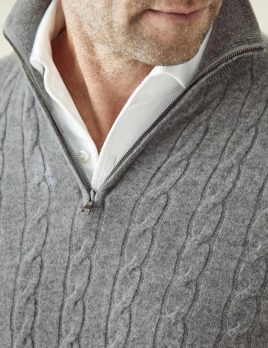 EB | Zopfstrickpullover mit Reißverschluss - Eleganter Business & Freizeitpullover