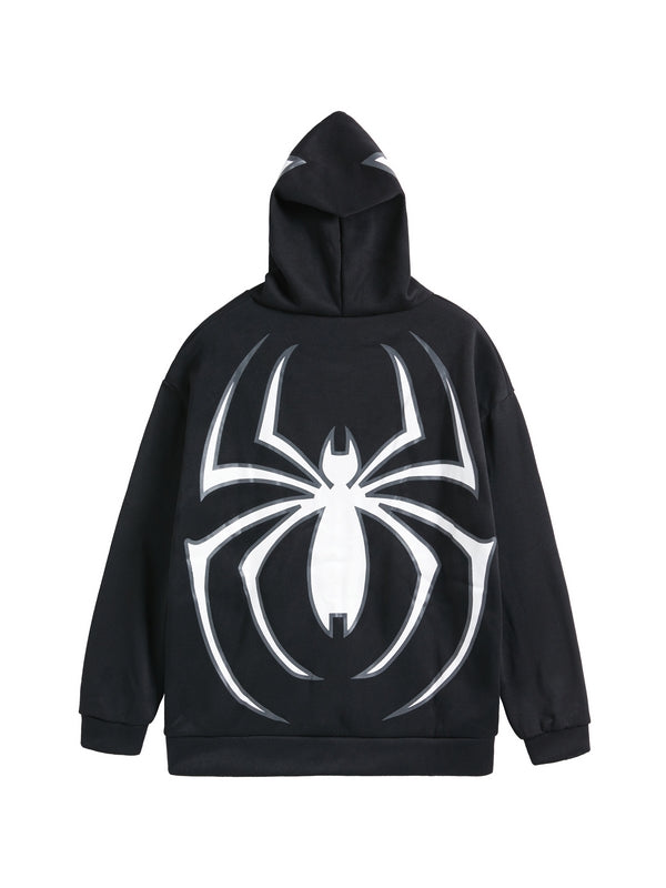 EB | Hoodie mit Reißverschluss Und Spinnenprint
