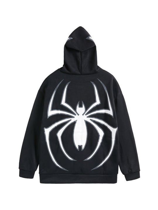EB | Hoodie mit Reißverschluss Und Spinnenprint