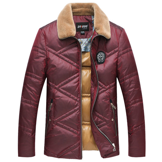 Herren Wattierte Kurzjacke mit Teddykragen und Wappenapplikation EB
