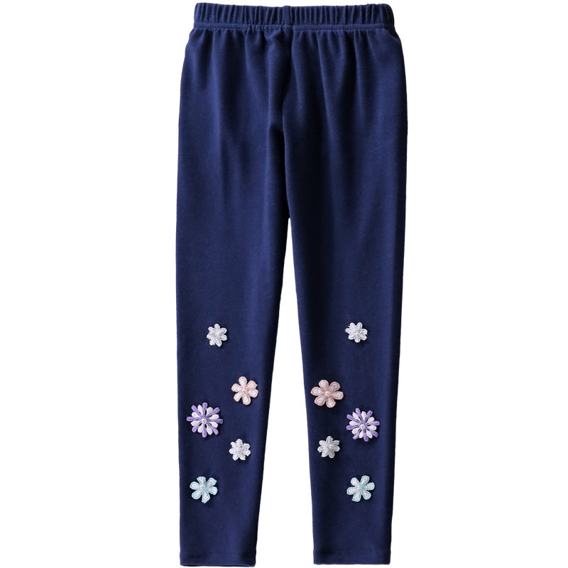 Mädchen Leggings mit floralem Applikationsdesign EB