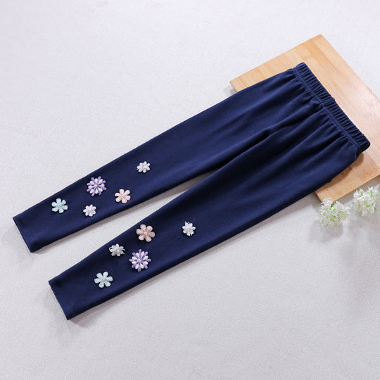Mädchen Leggings mit floralem Applikationsdesign EB