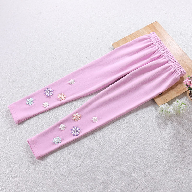 Mädchen Leggings mit floralem Applikationsdesign EB