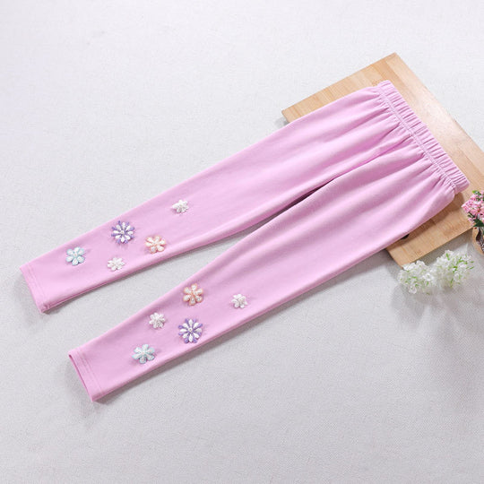 Mädchen Leggings mit floralem Applikationsdesign EB