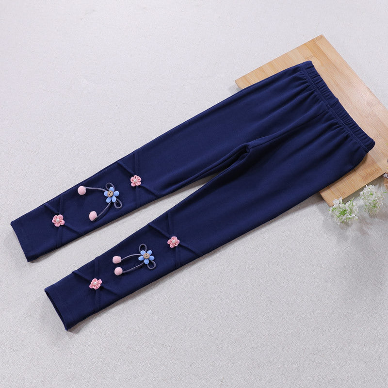 Mädchen Leggings mit floralen Applikationen EB