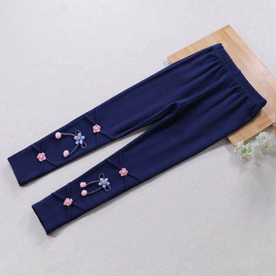 Mädchen Leggings mit floralen Applikationen EB