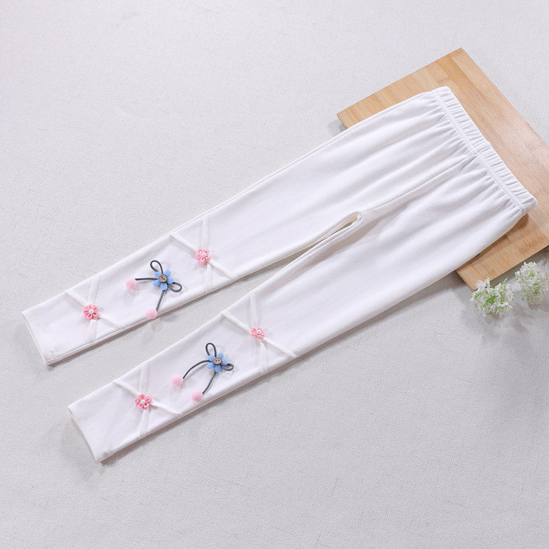 Mädchen Leggings mit floralen Applikationen EB