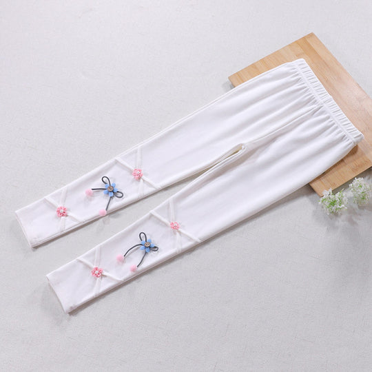 Mädchen Leggings mit floralen Applikationen EB
