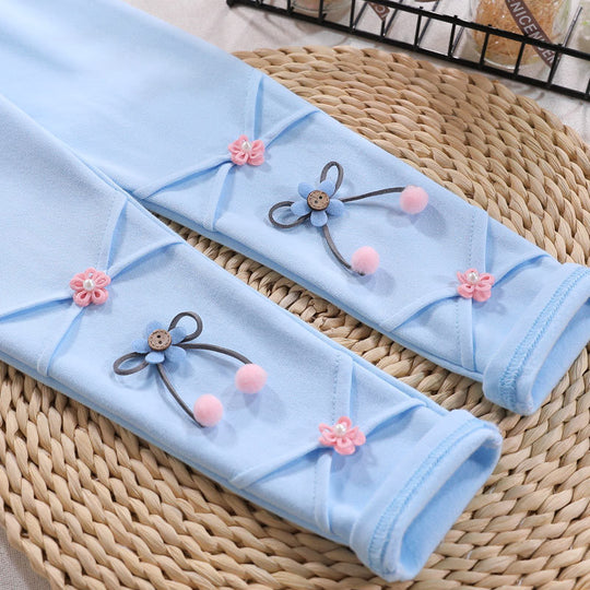 Mädchen Leggings mit floralen Applikationen EB