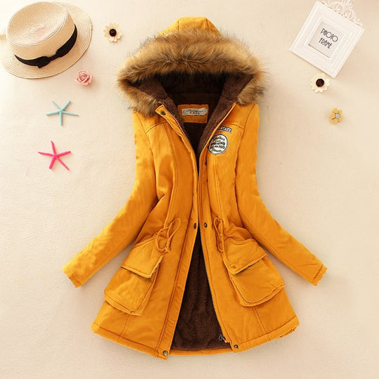 Damen Gefütterter Parka mit Kunstfellkapuze und Teddyfutter EB