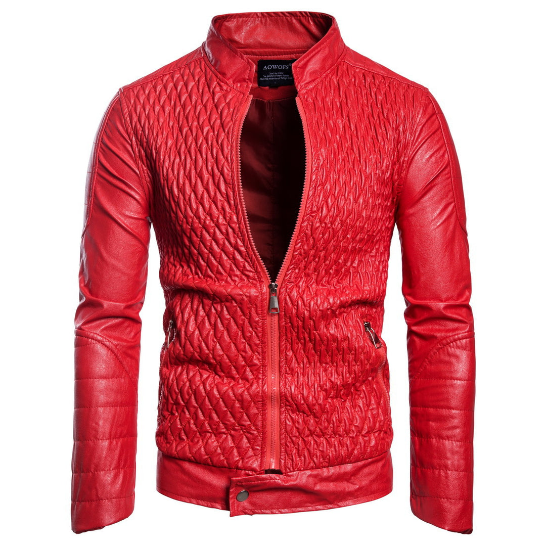 Herren elegante Kunstlederjacke mit strukturiertem Obermaterial EB