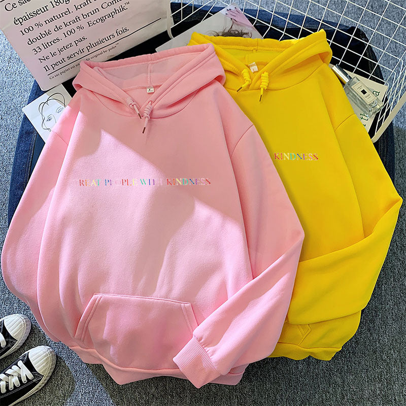 Damen nan lässiger Oversize-Kapuzenpullover mit holografischem Schriftzug, Kängurutasche und angerautem Fleece EB