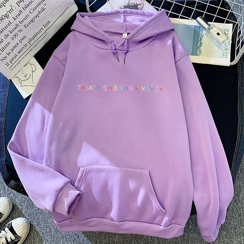 Damen nan lässiger Oversize-Kapuzenpullover mit holografischem Schriftzug, Kängurutasche und angerautem Fleece EB