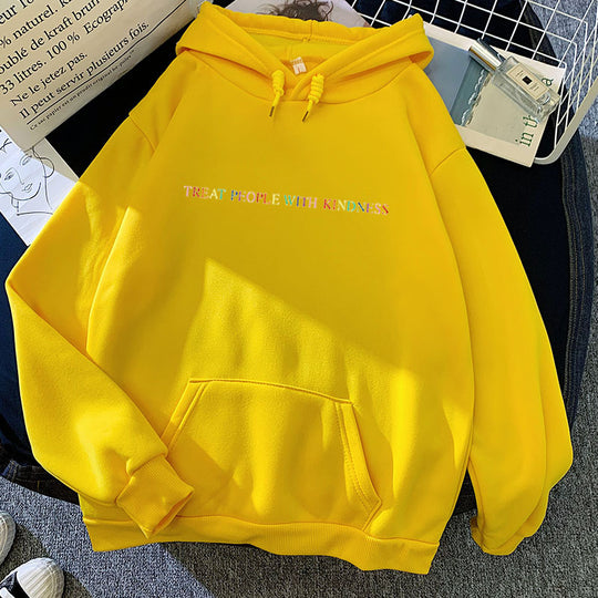 Damen nan lässiger Oversize-Kapuzenpullover mit holografischem Schriftzug, Kängurutasche und angerautem Fleece EB