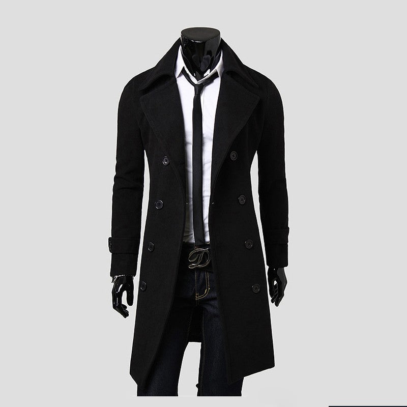 Herren nan eleganter doppelreihiger Mantel mit schmaler Taillierung und breitem Revers EB