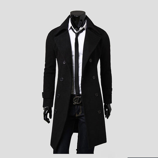 Herren nan eleganter doppelreihiger Mantel mit schmaler Taillierung und breitem Revers EB