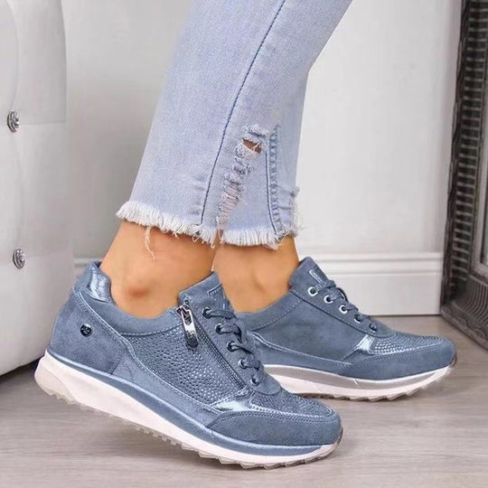 Damen Sportliche Sneakers mit atmungsaktiver Mesh-Oberfläche und modischem Reißverschluss EB