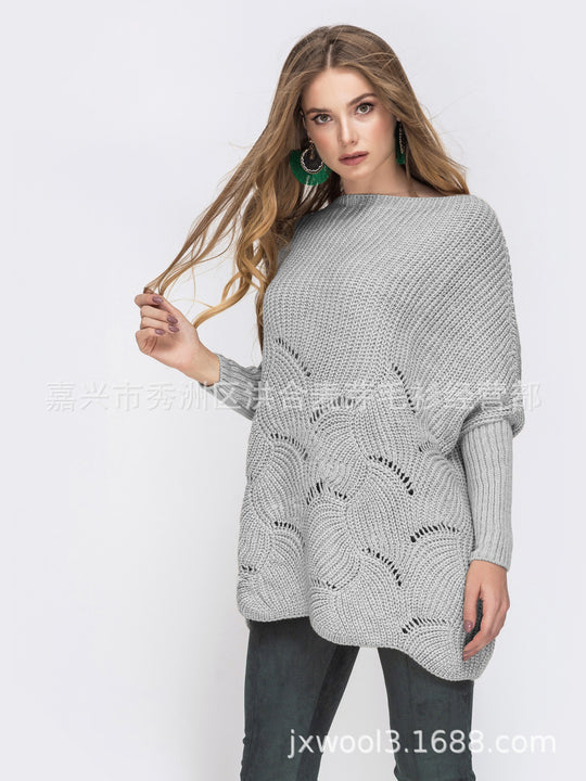Damen Strickpullover mit luftigem Häkelmuster EB