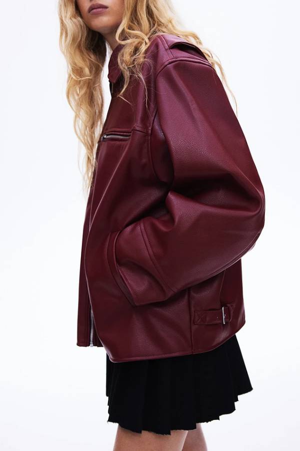 EB | Revers Langarm Pocket Reißverschluss Lederjacke