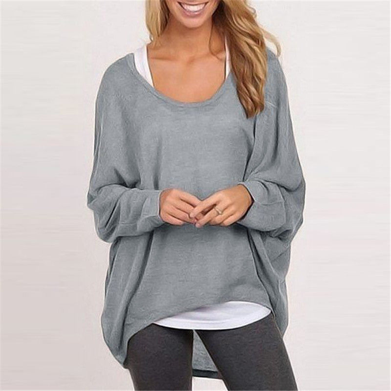 Damen lässiger Oversized Pullover mit weit geschnittenen Ärmeln und lässigem Fall EB