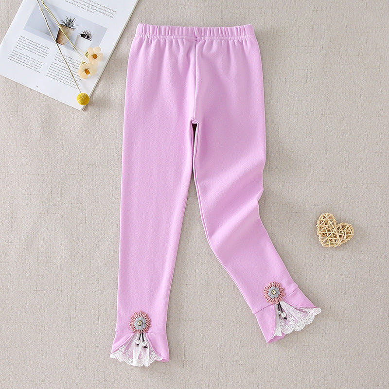 Damen Leggings mit dekorativen Rüschendetails EB