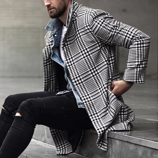 Herren eleganter Karomantel mit modernen Details EB