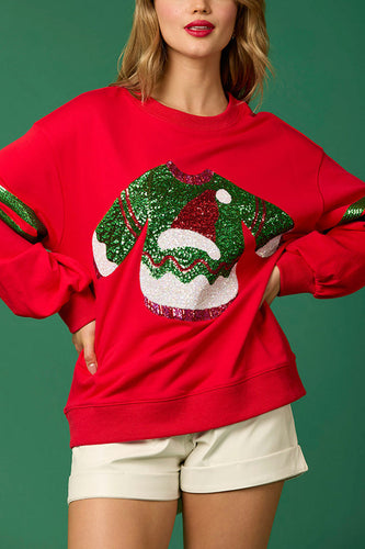 EB | Weihnachts-Pailletten-Rundhals-Lässiger Sweatshirt