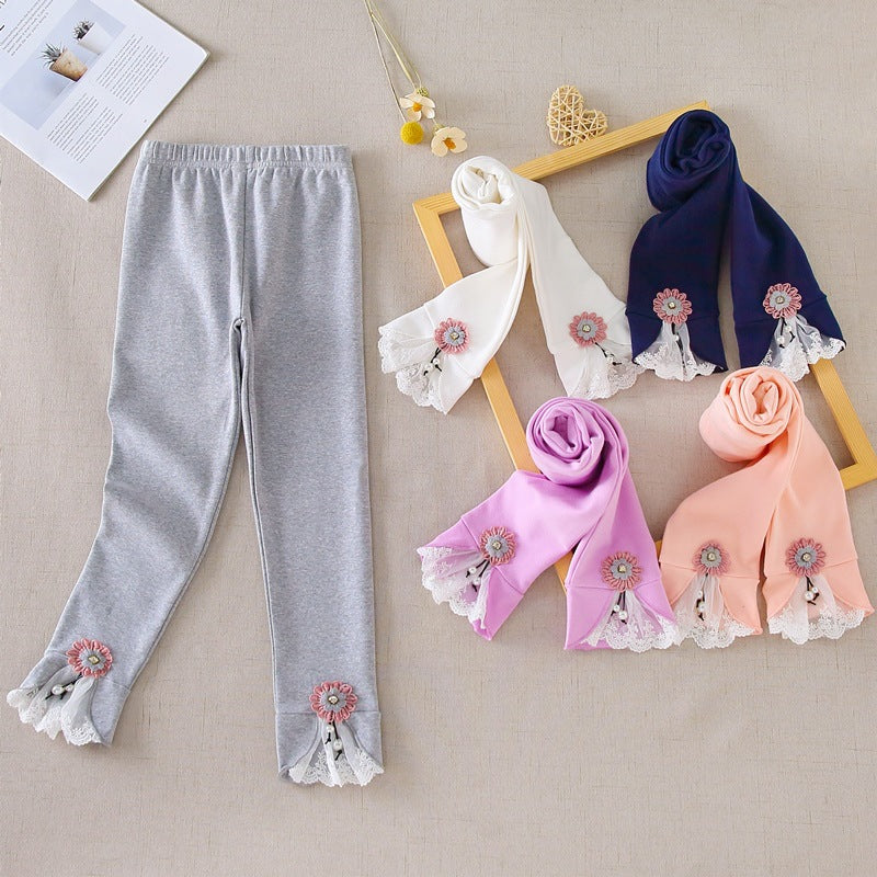 Damen Leggings mit dekorativen Rüschendetails EB