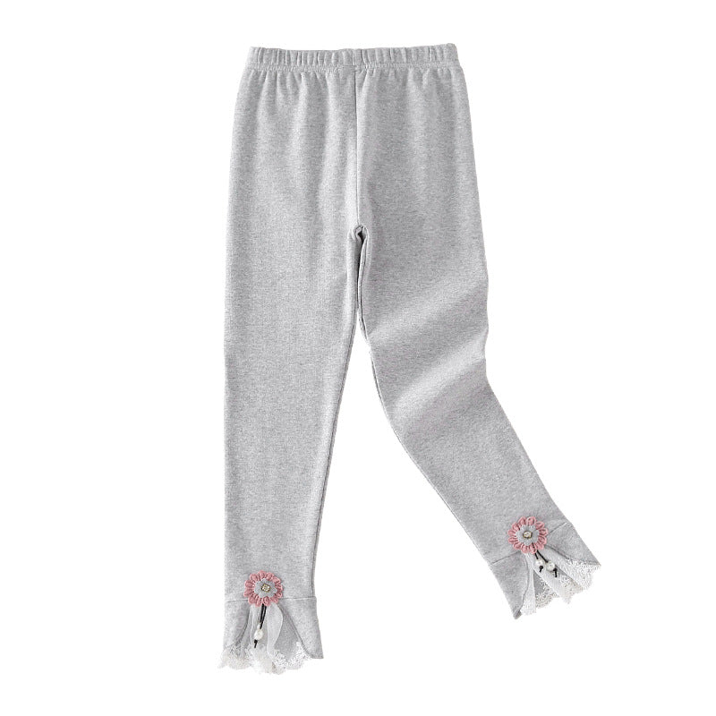 Damen Leggings mit dekorativen Rüschendetails EB
