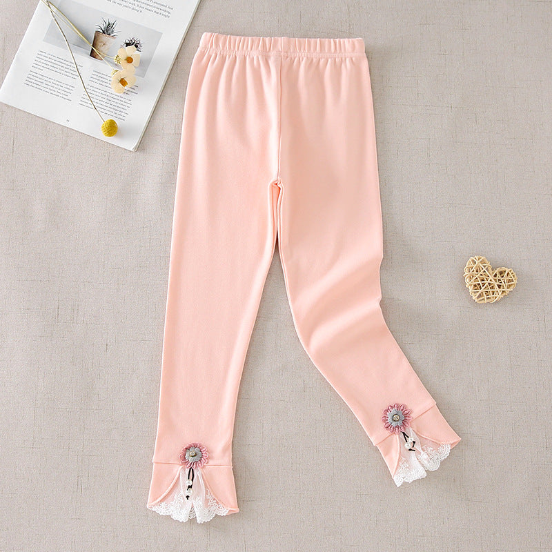 Damen Leggings mit dekorativen Rüschendetails EB