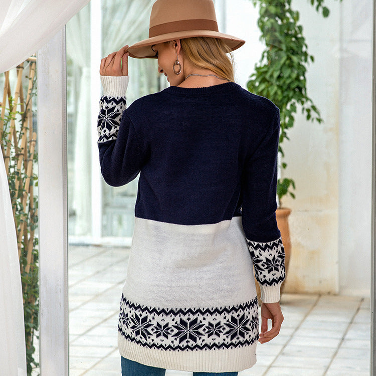 Damen Weihnachtspullover mit festlichem Rentier-Motiv und lockerem Schnitt EB