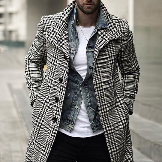 Herren eleganter Karomantel mit modernen Details EB