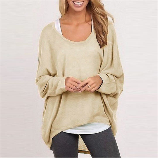 Damen lässiger Oversized Pullover mit weit geschnittenen Ärmeln und lässigem Fall EB