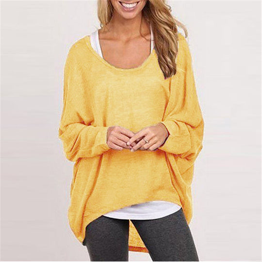 Damen lässiger Oversized Pullover mit weit geschnittenen Ärmeln und lässigem Fall EB