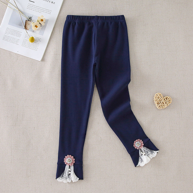 Damen Leggings mit dekorativen Rüschendetails EB